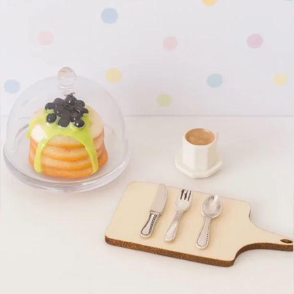 Dollhouse Miniature Kitchen & Dining Bundle Plates, Pancakes & Coffee, Champagne - Picture 5 of 11